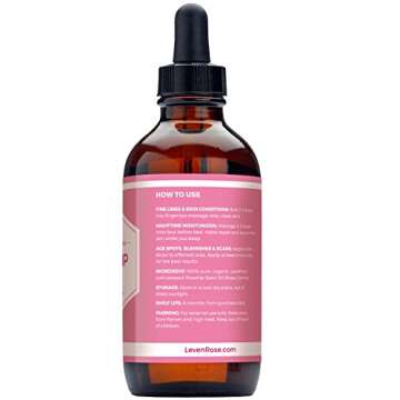 Leven Rose Rosehip Seed Oil for Face 4 oz - Pure Rosehip Oil for Face - Unrefined Cold Pressed Rosehip Oil for Body - Nighttime Face Moisturizer for Hair, Skin & Nails