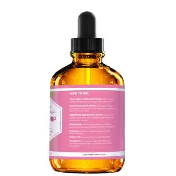 Leven Rose Rosehip Seed Oil for Face 4 oz - Pure Rosehip Oil for Face - Unrefined Cold Pressed Rosehip Oil for Body - Nighttime Face Moisturizer for Hair, Skin & Nails
