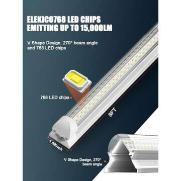 Elekico 100W 8ft LED Shop Light - Bright 15000LM Efficiency