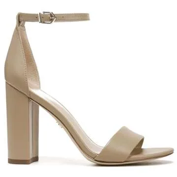 Sam Edelman Women's Yaro Heeled Sandal, Classic Nude Leather, 9