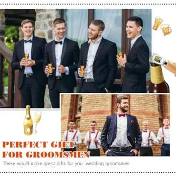 Yaomiao 30 Pcs Groomsmen Gift for Wedding, Including 6 Pcs 8 oz Groomsmen Flask 6 Wooden Bottle Opener 6 Party Favors Shot Glasses 6 Boxes Empty 6 Proposal Cards Best Man Gift