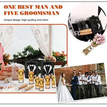 Yaomiao 30 Pcs Groomsmen Gift for Wedding, Including 6 Pcs 8 oz Groomsmen Flask 6 Wooden Bottle Opener 6 Party Favors Shot Glasses 6 Boxes Empty 6 Proposal Cards Best Man Gift