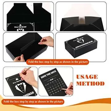 Yaomiao 30 Pcs Groomsmen Gift for Wedding, Including 6 Pcs 8 oz Groomsmen Flask 6 Wooden Bottle Opener 6 Party Favors Shot Glasses 6 Boxes Empty 6 Proposal Cards Best Man Gift