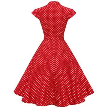 Wedtrend Women's 50s Retro Rockabilly Dress Cap Sleeve Vintage Cocktail Dress for Homecoming WTP10007RedWhiteDotS