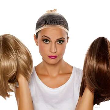 WXJ13 3 Packs Latex Bald Caps with Nylon Wig Caps - Adult Costume Accessory for Halloween Party