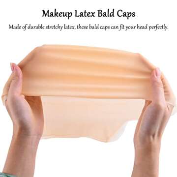 WXJ13 3 Packs Latex Bald Caps with Nylon Wig Caps - Adult Costume Accessory for Halloween Party