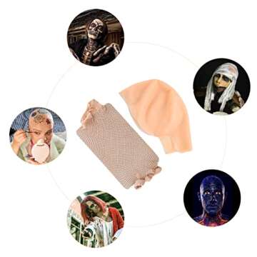 WXJ13 3 Packs Latex Bald Caps with Nylon Wig Caps - Adult Costume Accessory for Halloween Party