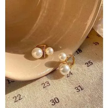 Elegant Pearl Hoop Earrings 925 Sterling Silver for Women