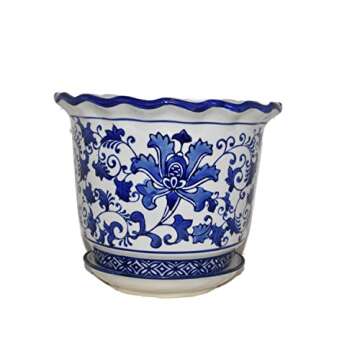 Stunning 9.5" Blue & White Ceramic Planter Pot