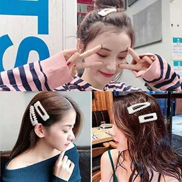 Stylish 16 Pcs Pearls Hair Clips for Women Fashion Accessories