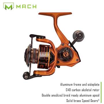 Lew's MACH Crush Spinning Fishing Reel, 6.2:1 Gear Ratio, Right or Left-Hand Retrieve, Aluminum Frame, Premium 11 Bearing System