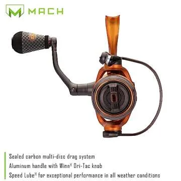Lew's MACH Crush Spinning Fishing Reel, 6.2:1 Gear Ratio, Right or Left-Hand Retrieve, Aluminum Frame, Premium 11 Bearing System
