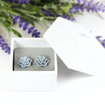 Pretty Smart Hypoallergenic Succulent Earrings for Sensitive Ears (Aqua, 100% Metal Free Plastic Posts)