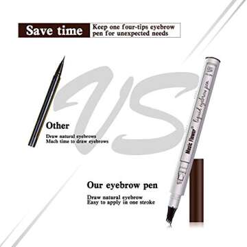 Tattoo Eyebrow Pen with Four Tips Long-lasting Smudge-Proof All Day Waterproof Brow Gel and Tint Dye Cream for Eyes Makeup(2#Brown)