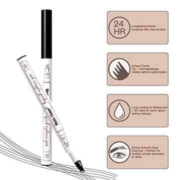 Tattoo Eyebrow Pen with Four Tips Long-lasting Smudge-Proof All Day Waterproof Brow Gel and Tint Dye Cream for Eyes Makeup(2#Brown)