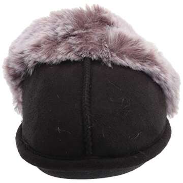 Jessica Simpson Women's Comfy Faux Fur House Slipper Scuff Memory Foam Slip on Anti-Skid Sole