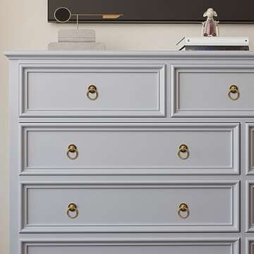 RZDEAL 12 Pack Solid Antique Brass Cabinet Pulls Ring Drawer Pulls, Antique Style Kitchen Cabinet Handles Pulls Vintage Pulls Brass Drawer Handles for Cabinets