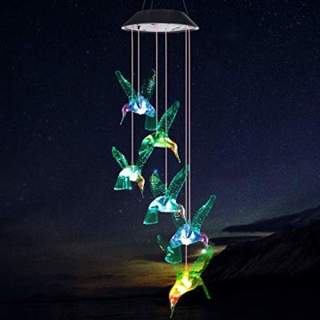 SIX FOXES Solar Hummingbird Wind Chime - Unique Gift