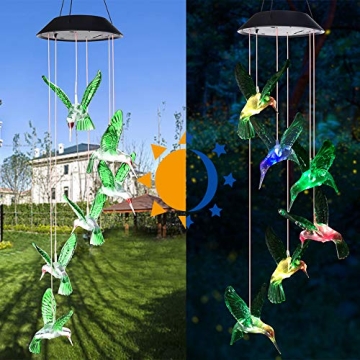 SIX FOXES Solar Hummingbird Wind Chime - Unique Gift