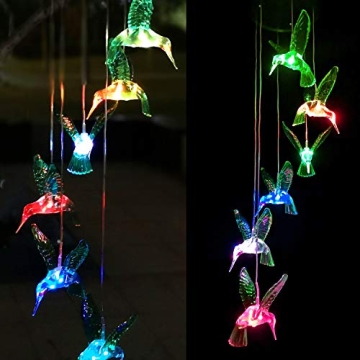 SIX FOXES Solar Hummingbird Wind Chime - Unique Gift