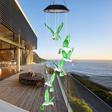 SIX FOXES Solar Hummingbird Wind Chime - Unique Gift