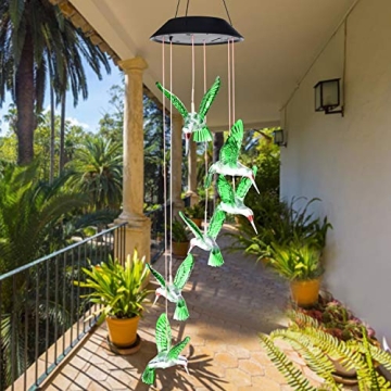 SIX FOXES Solar Hummingbird Wind Chime - Unique Gift