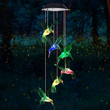 SIX FOXES Solar Hummingbird Wind Chime - Unique Gift