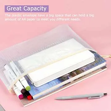Tamaki 6 Pack Mesh Zipper Pouch Bags Waterproof Zipper Bags Durable Pouches for Organization Bag Board Game Storage, Document Bag Letter/A4