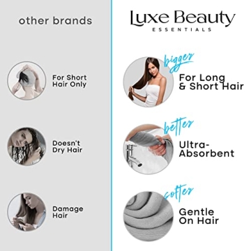 Luxe Beauty Microfiber Hair Towel Wrap, Absorbent Hair Drying Towel