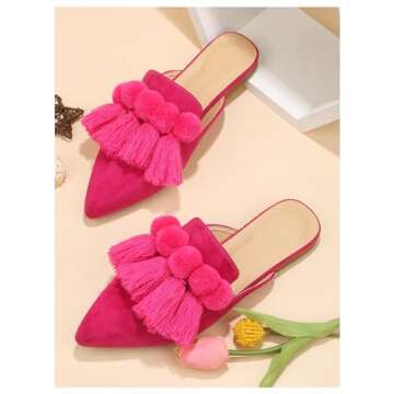 Verdusa Women's Dress Shoes Slip On Flats Comfortable Pointed Toe Mules Dressy Casual Loafers Shoes ...