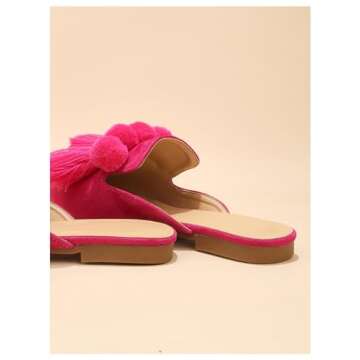Verdusa Women's Dress Shoes Slip On Flats Comfortable Pointed Toe Mules Dressy Casual Loafers Shoes Hot Pink CN37