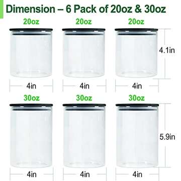 Urban Green Glass Storage Jars with Bamboo Lids 6-Pack
