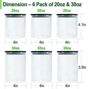 Urban Green Glass Storage Jars with Bamboo Lids 6-Pack