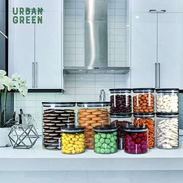 Urban Green Glass Storage Jars with Bamboo Lids 6-Pack