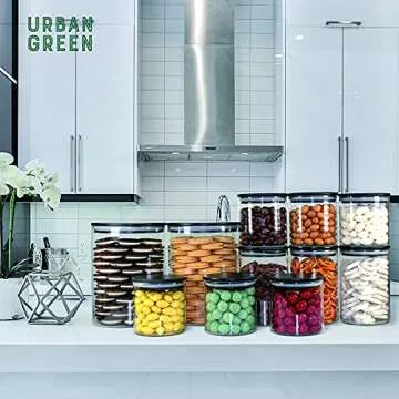 Urban Green Glass Storage Jars with Bamboo Lids 6-Pack