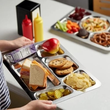 Tebery Stainless Steel Divided Plates - Durable 5 Section Trays