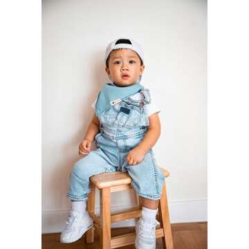 Blue Wren Magnetic Bandana Drool Bibs 5-pack - Magnetic Closure Baby Bibs - Safe, Easy, Chic Teethin...