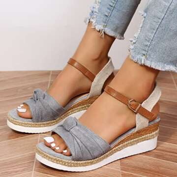 Orthopedic Wedge Sandals for Women Summer Dressy Open Toe Ankle Strap Platform Sandals Casual Strapp...