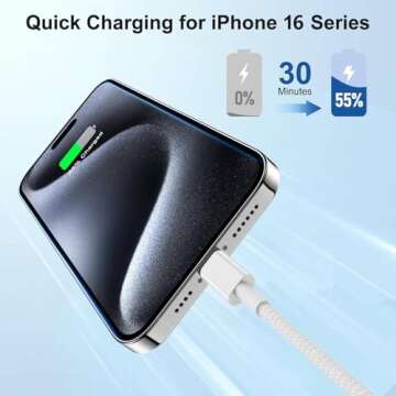 iPhone 16 15 Fast Charger Cable 10ft, Long Type C to USB C Charging Cord for Apple iPhone 16 Pro Max...
