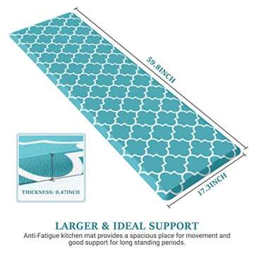 WISELIFE Kitchen Mat Cushioned Anti-Fatigue Kitchen Rug,17.3"x 60",Non Slip Waterproof Kitchen Mats ...