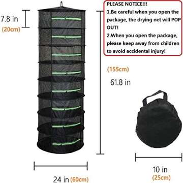 XXL Herb Drying Rack - 8 Layer Mesh Hanging Rack for Herbs, Flowers
