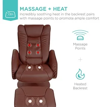Electric Massage Recliner with Heat and Ottoman - Brown