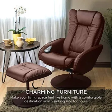 Electric Massage Recliner with Heat and Ottoman - Brown