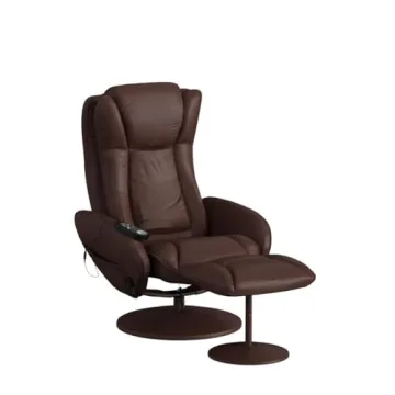 Electric Massage Recliner with Heat and Ottoman - Brown