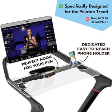 SELINA Tread Laptop Tray Compatible with the New Peloton Tread - Desk Attachment Specifically Designed for Your Peloton Tread - Walk While You Work With A Sturdy Treadmill Tray - Dedicated Phone Holde