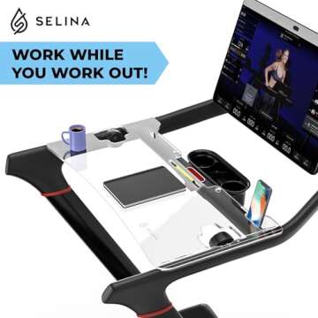 SELINA Tread Laptop Tray Compatible with the New Peloton Tread - Desk Attachment Specifically Designed for Your Peloton Tread - Walk While You Work With A Sturdy Treadmill Tray - Dedicated Phone Holde