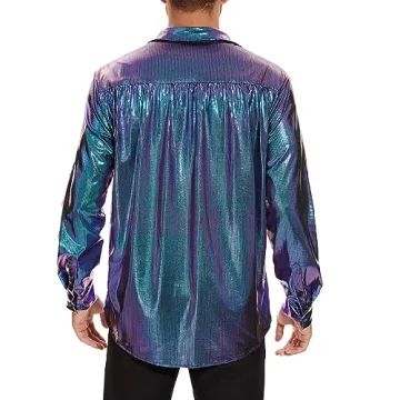 Men's Disco Shirt Retro 70s Sequin Style for Parties