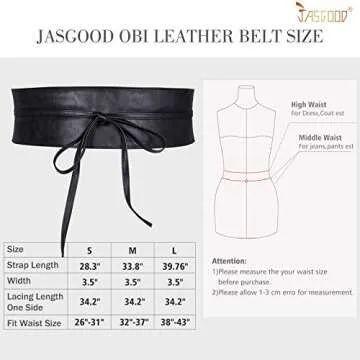 JASGOOD Women Leather Obi Belt - Plus Size Fashion Accessory