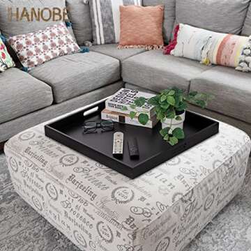 Hanobe 20 Inch Large Decorative Ottoman Tray with Handles