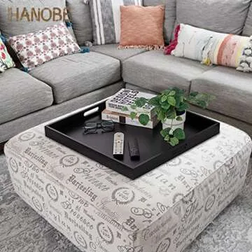 Hanobe 20 Inch Large Decorative Ottoman Tray with Handles